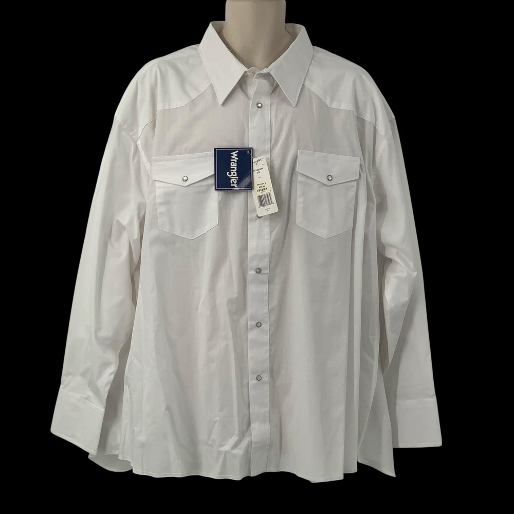 NWT Wrangler Men's Long Sleeve White Western Pearl Snap Shirt Size 3X
